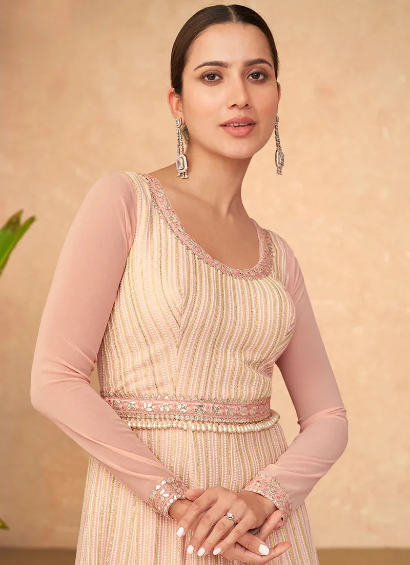 Radiant Pink Lucknowi Embroidered Anarkali Gown