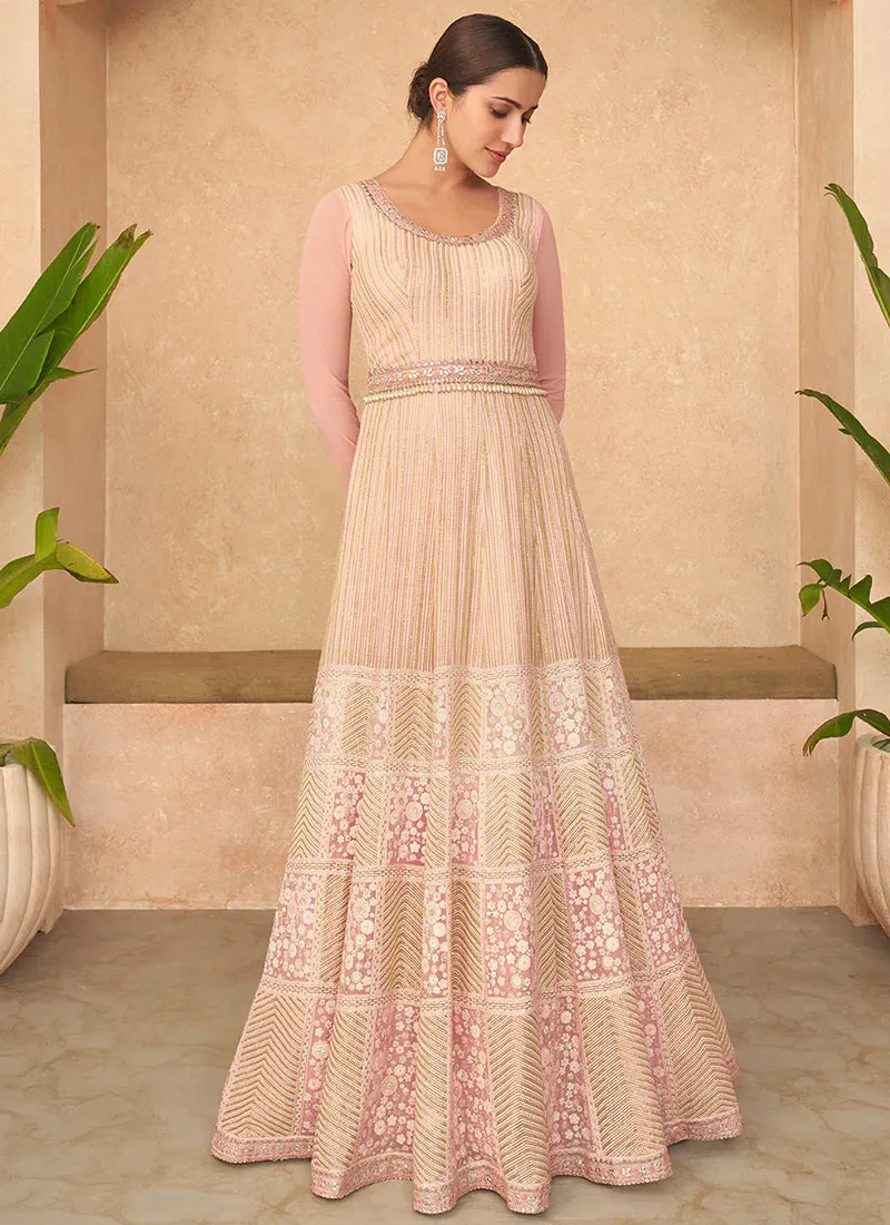 Radiant Pink Lucknowi Embroidered Anarkali Gown