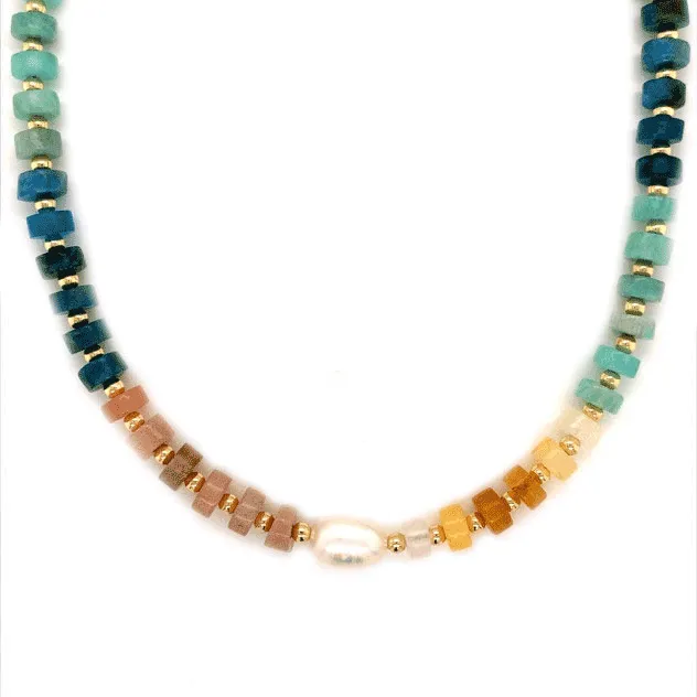 Rainbow Gemstone Beaded Necklace