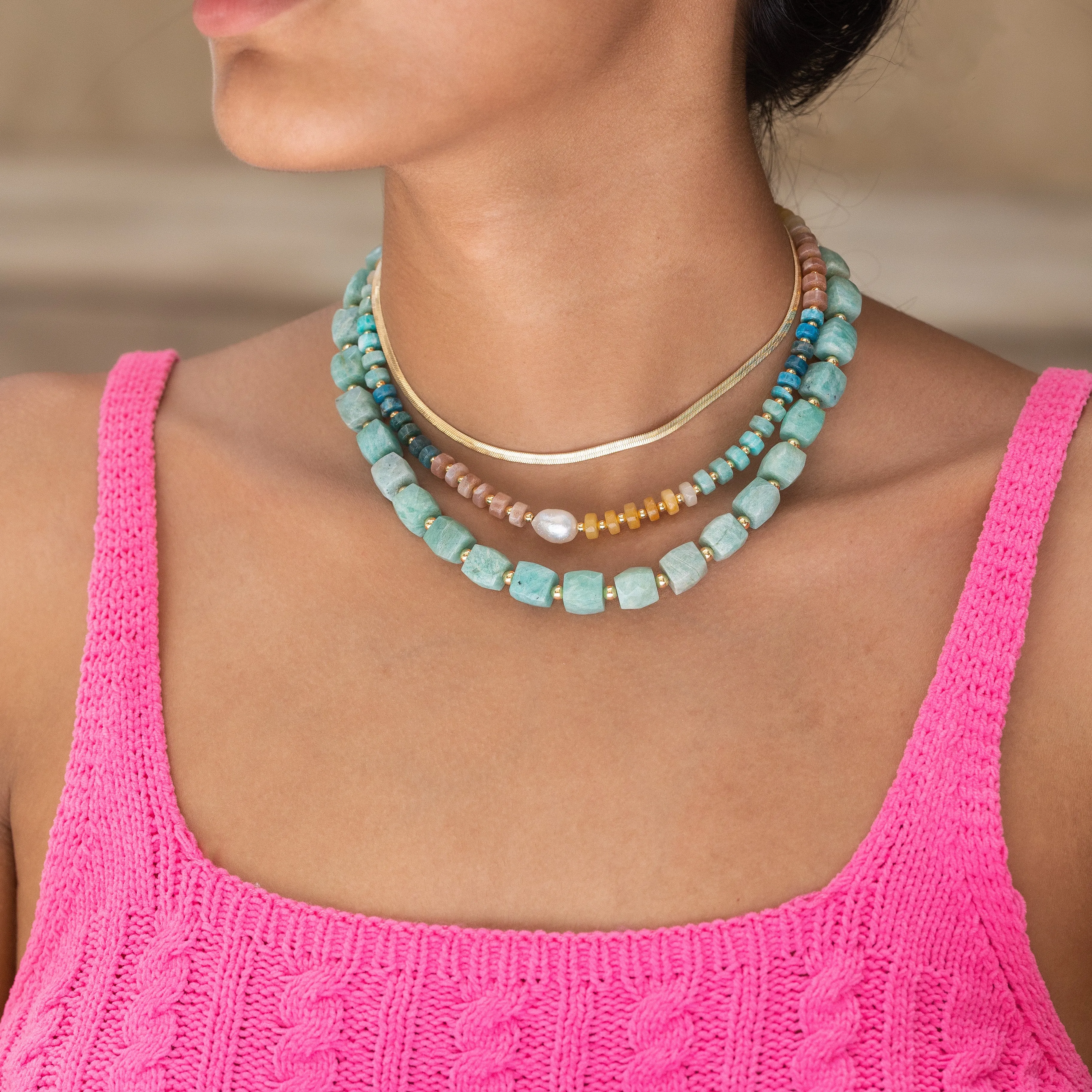 Rainbow Gemstone Beaded Necklace