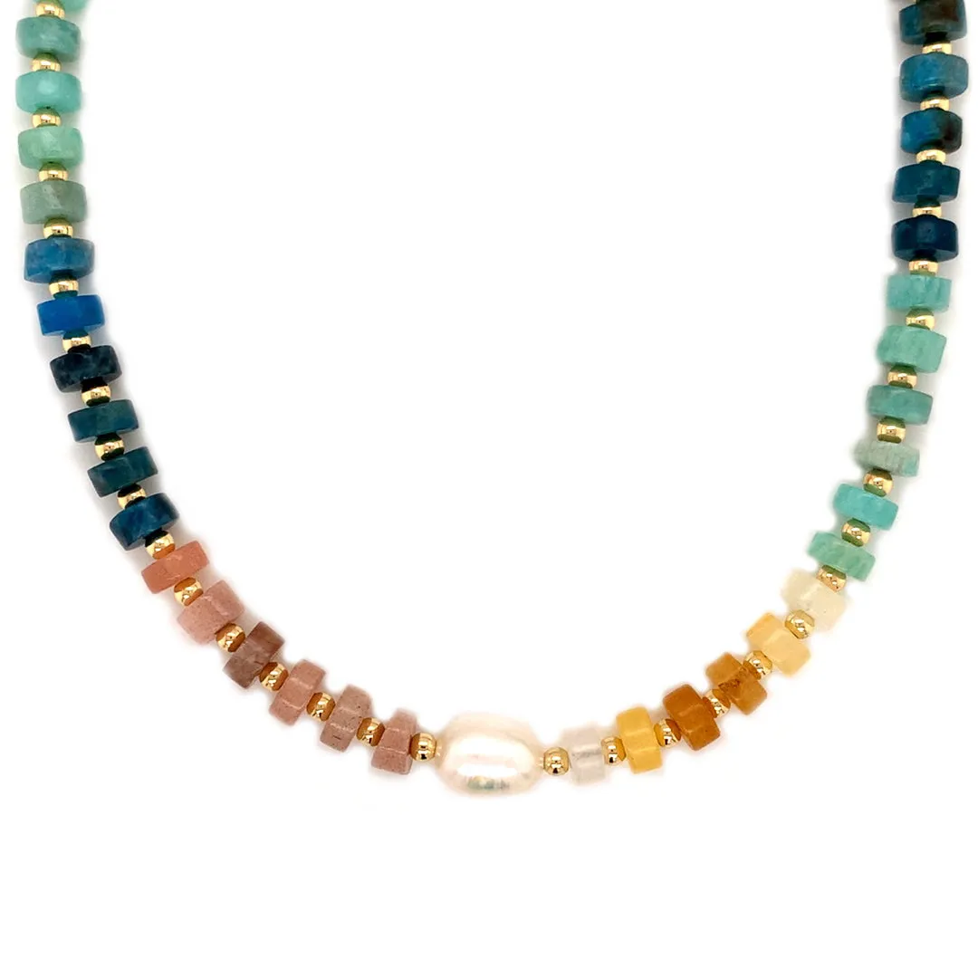 Rainbow Gemstone Beaded Necklace