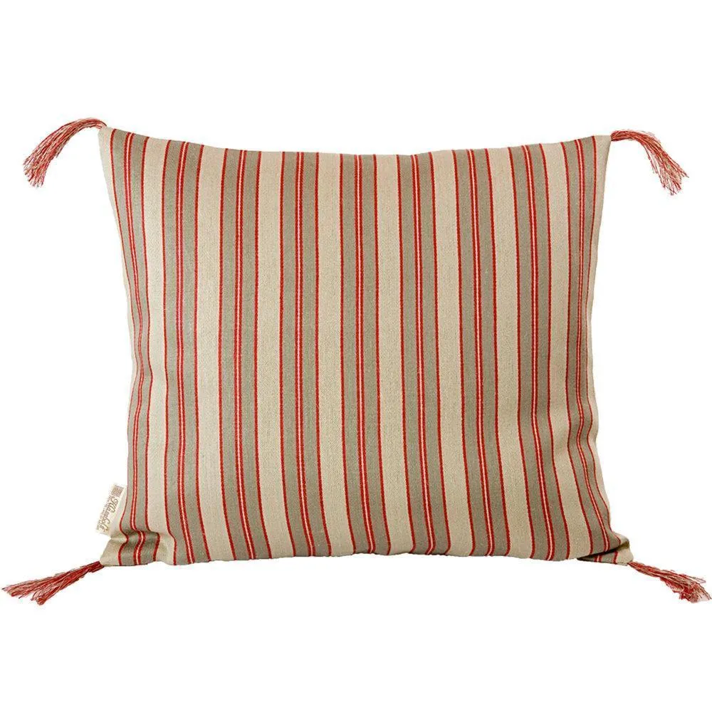 Red Stripe Linen Pillow