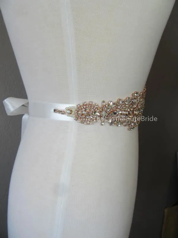 Rhinestone Bridal Belt Style: Madrid - Rose Gold