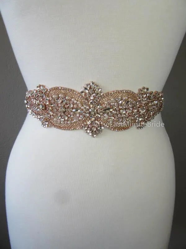 Rhinestone Bridal Belt Style: Madrid - Rose Gold