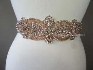 Rhinestone Bridal Belt Style: Madrid - Rose Gold