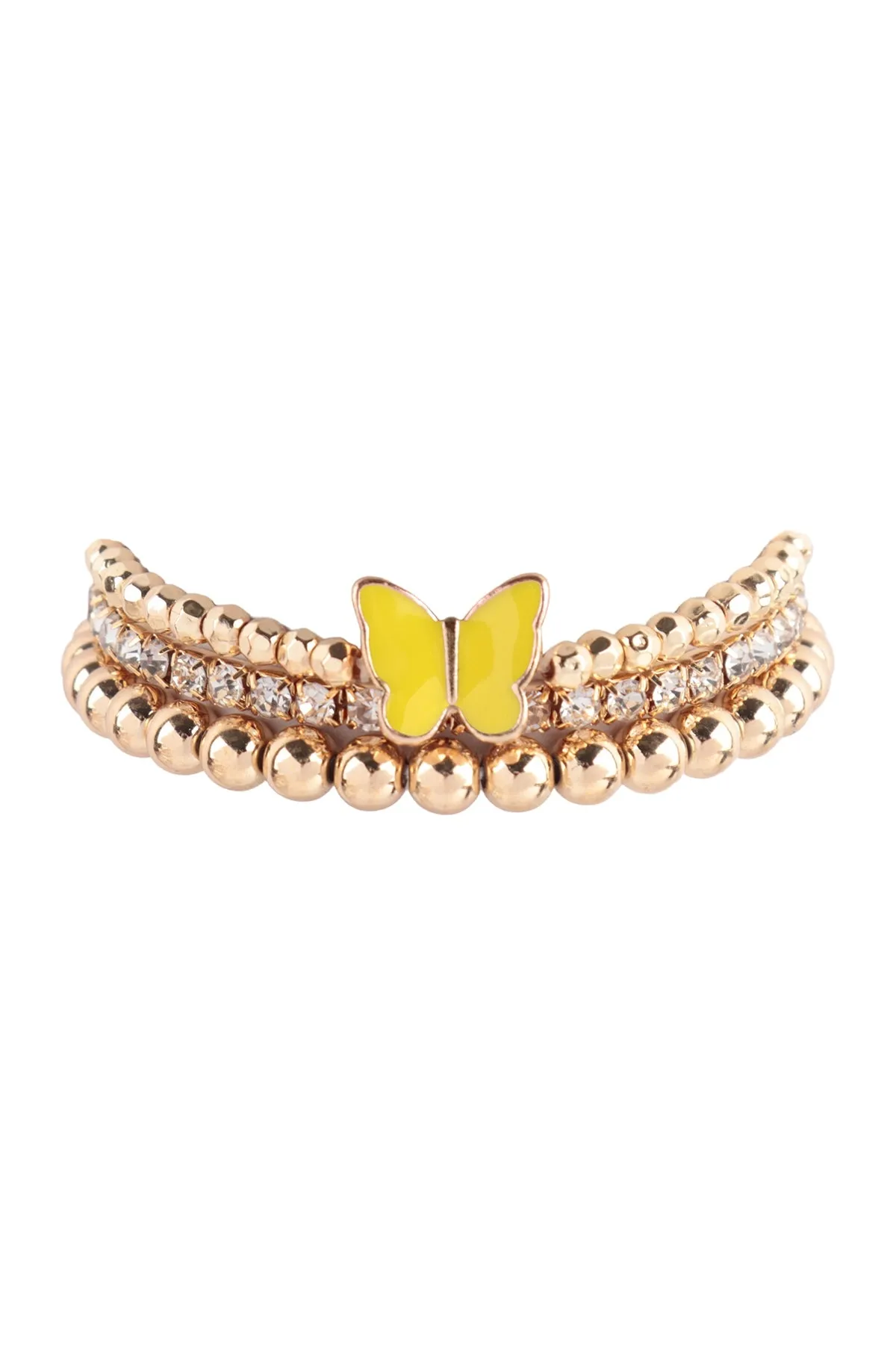 RHINESTONE CCB MULTI STACKABLE BUTTERFLY CHARM BRACELET
