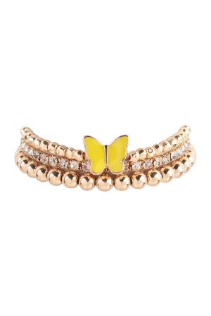 RHINESTONE CCB MULTI STACKABLE BUTTERFLY CHARM BRACELET