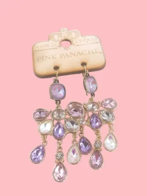 Rhinestone Chandelier Earring - Purple
