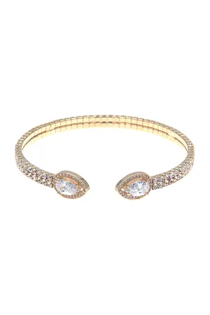 RHINESTONE PEAR SHAPE CUBIC ZIRCONIA 2 LINE CUFF BRACELET