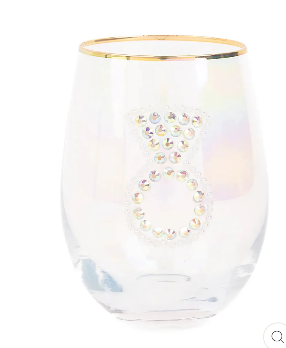 Rhinestone Ring Stemless Wine Glass