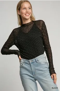Rhinestone Stretch Lace Top