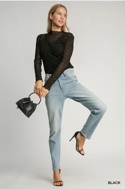 Rhinestone Stretch Lace Top