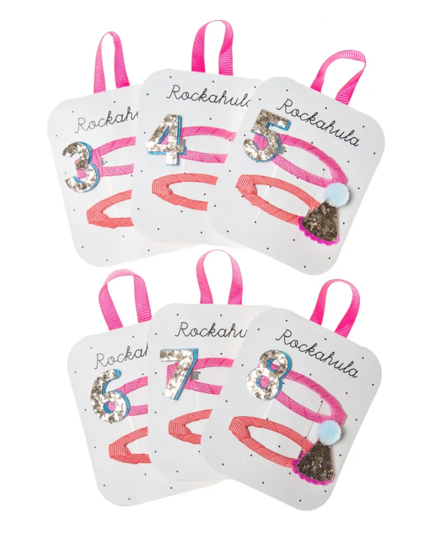 Rockahula Birthday Glitter Clips