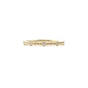 Round Milgrain Bezel Diamond and Beaded Band