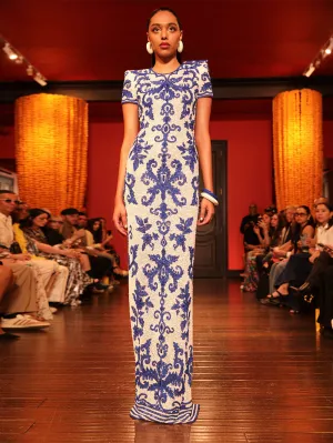 Round Neck Short Sleeve Skintight Maxi Bandage Dress HL10027