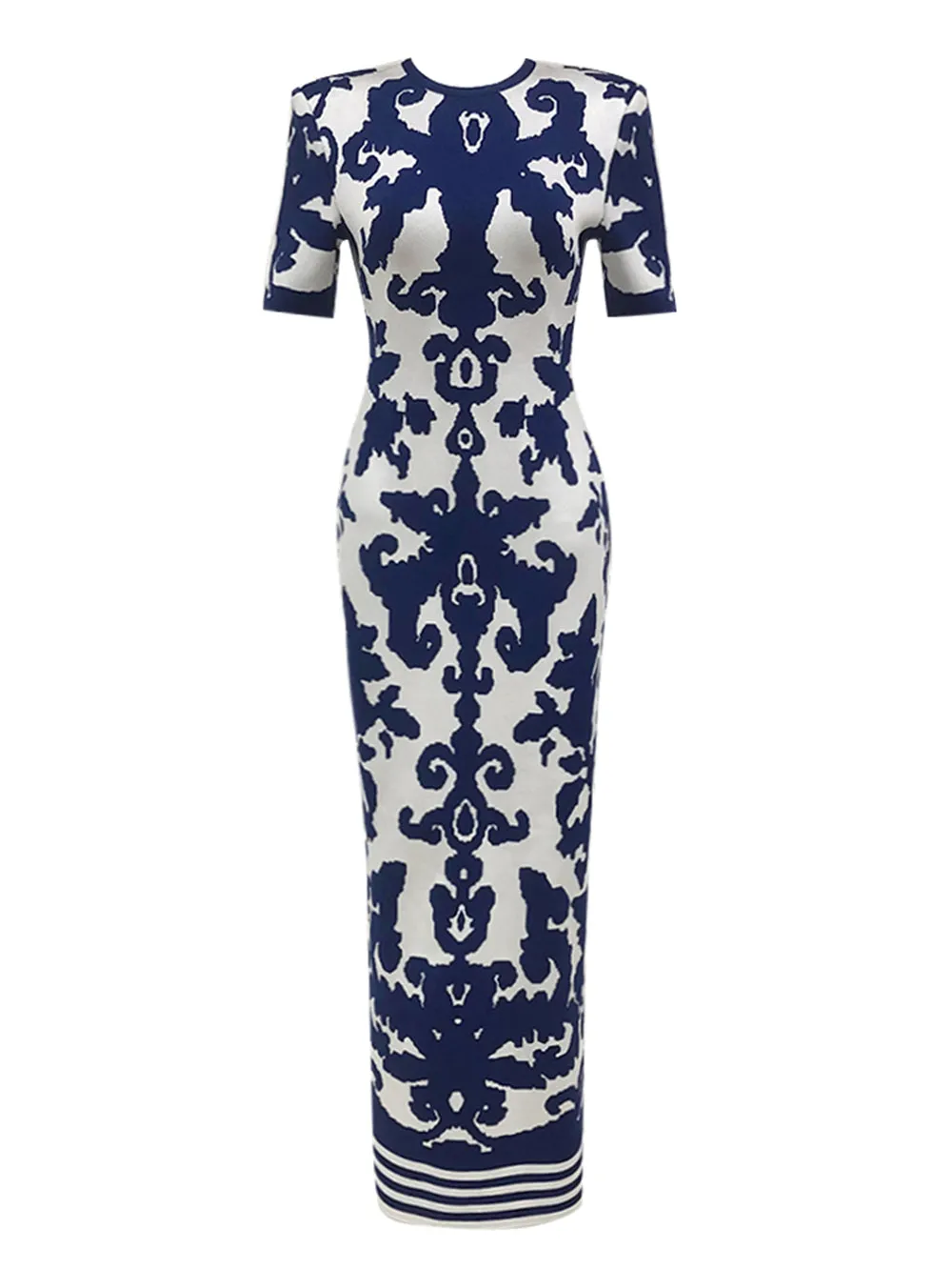 Round Neck Short Sleeve Skintight Maxi Bandage Dress HL10027