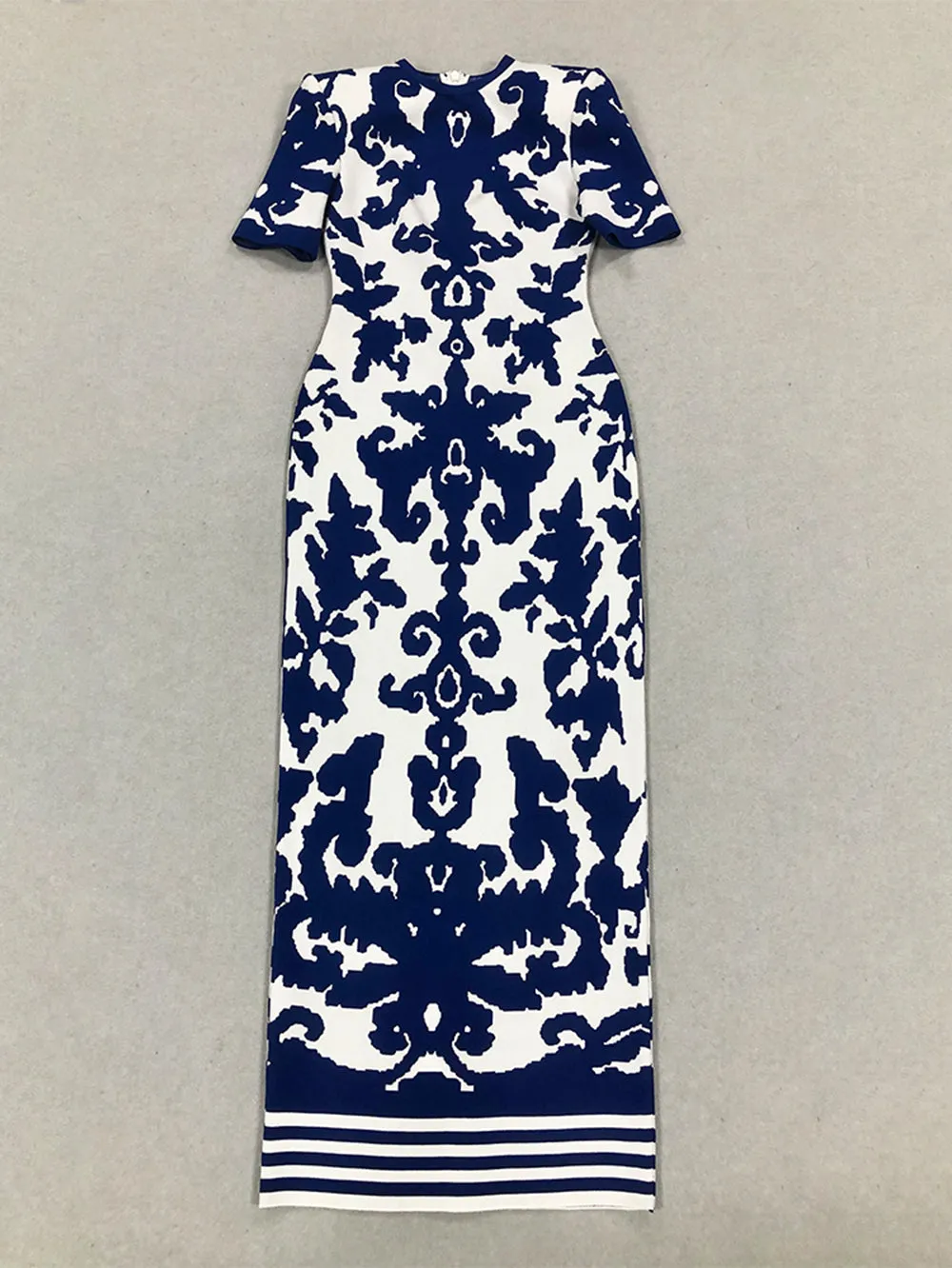 Round Neck Short Sleeve Skintight Maxi Bandage Dress HL10027