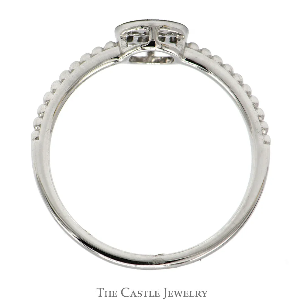 Round Shaped Baguette & Round Diamond Cluster Ring with Beaded Sides in 10k