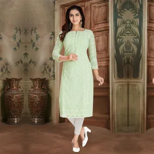 Sap Green  Elegance Embroidered Kurti for Women