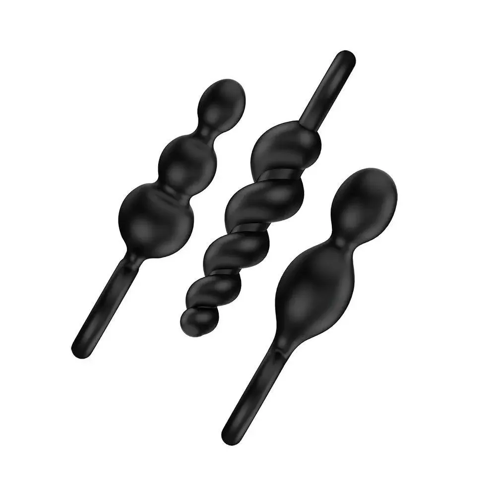 Satisfyer Pro Silicone Black Set of 3 Butt Plugs with Finger Loop