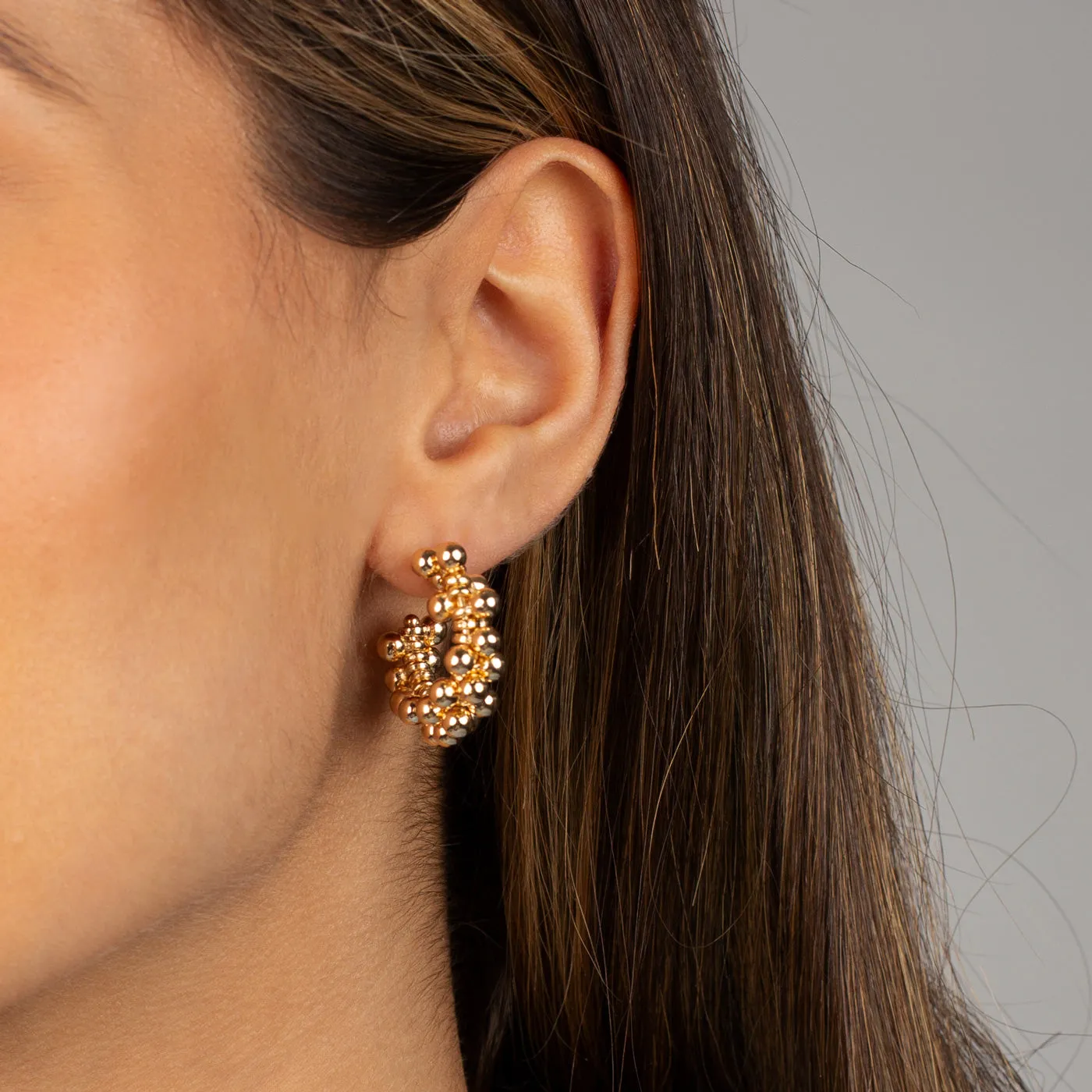 Scattered Solid Beads Hoop Earring