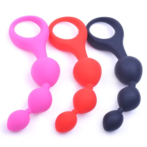 Silicone Anal Triball Beaded Butt Plug | Black
