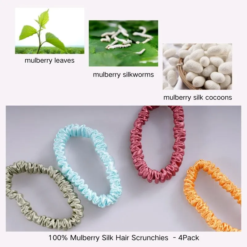 Silk skinny scrunchies - 4 Pack - Sweet Orange - dropshipping