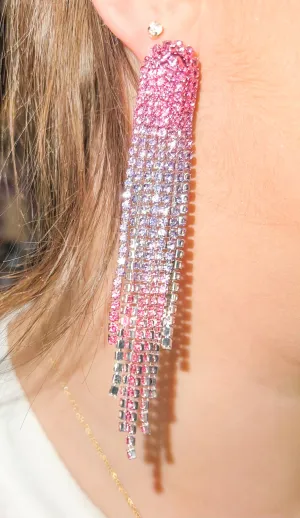 Silver & Pink Rhinestone Drops