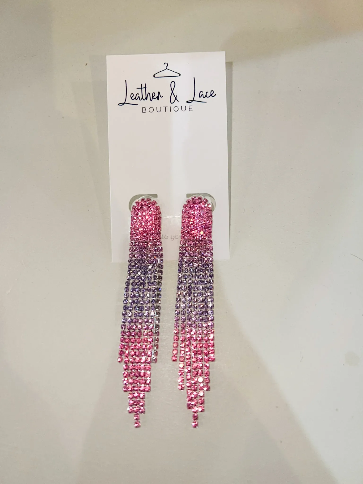 Silver & Pink Rhinestone Drops
