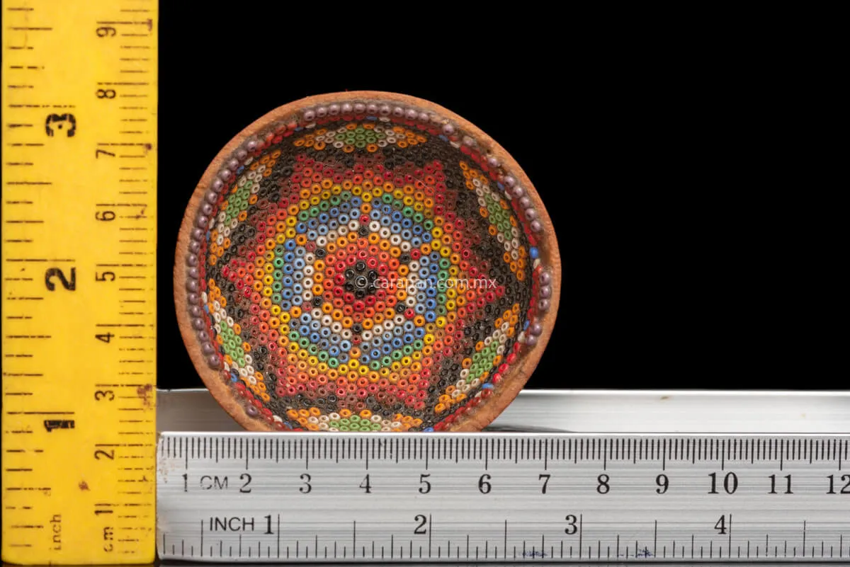 Small Vintage Beaded Huichol Gourd Star Pattern