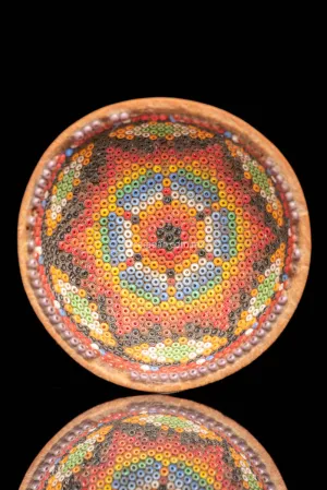 Small Vintage Beaded Huichol Gourd Star Pattern