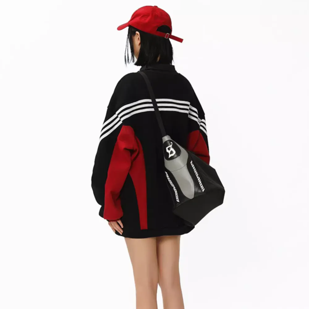 Street Color Contrast Embroidered Sweatshirt