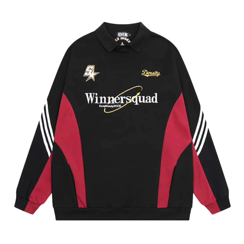 Street Color Contrast Embroidered Sweatshirt