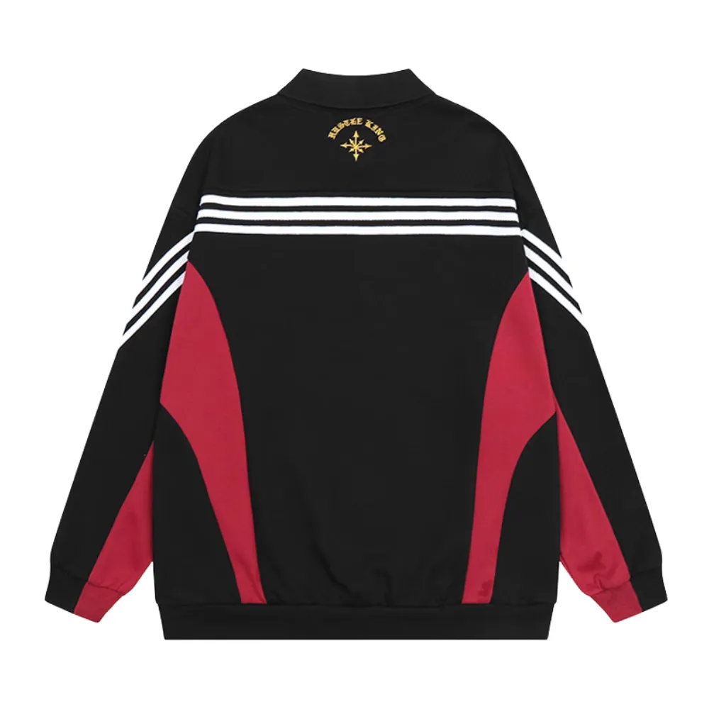 Street Color Contrast Embroidered Sweatshirt