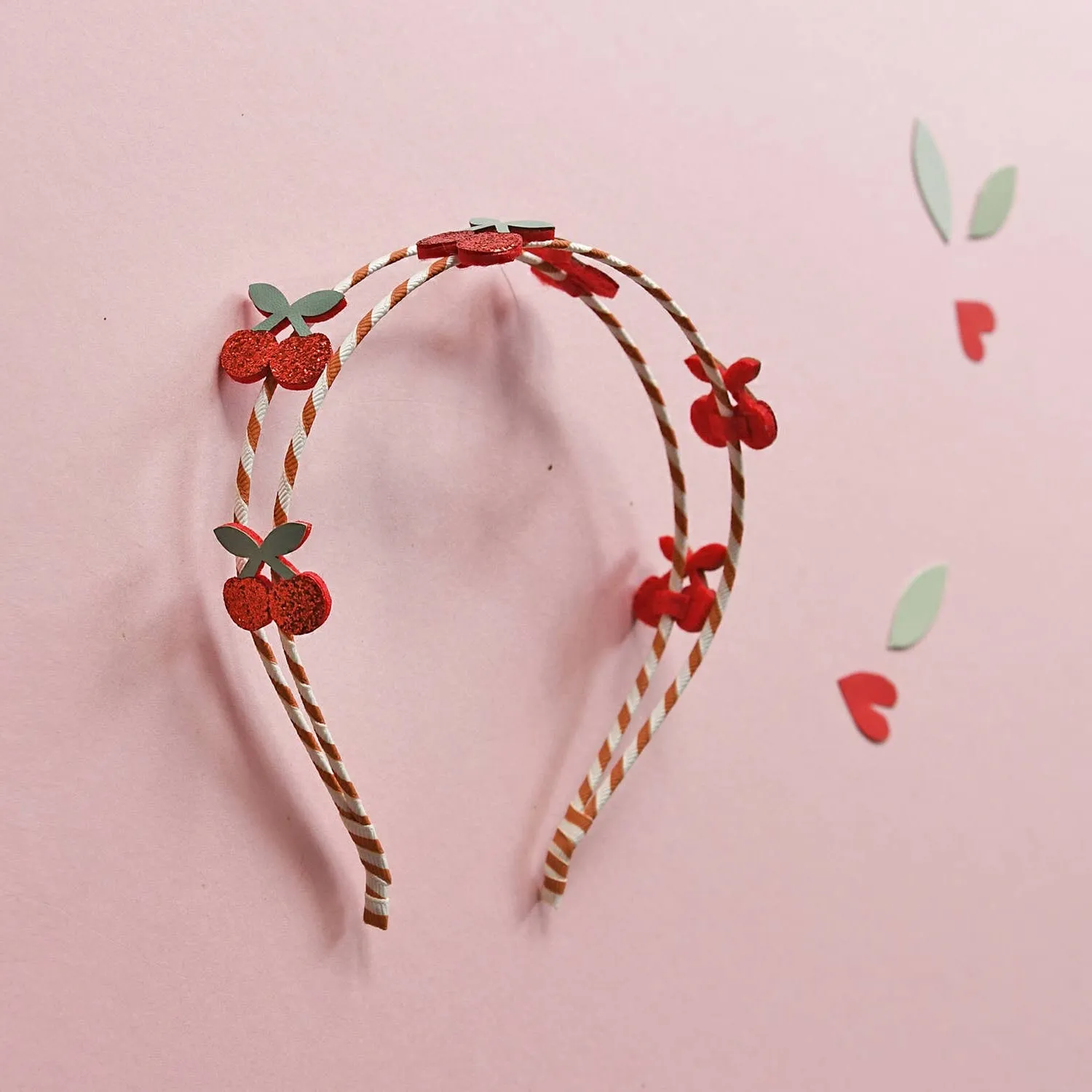 Stripy Cherry Double Headband