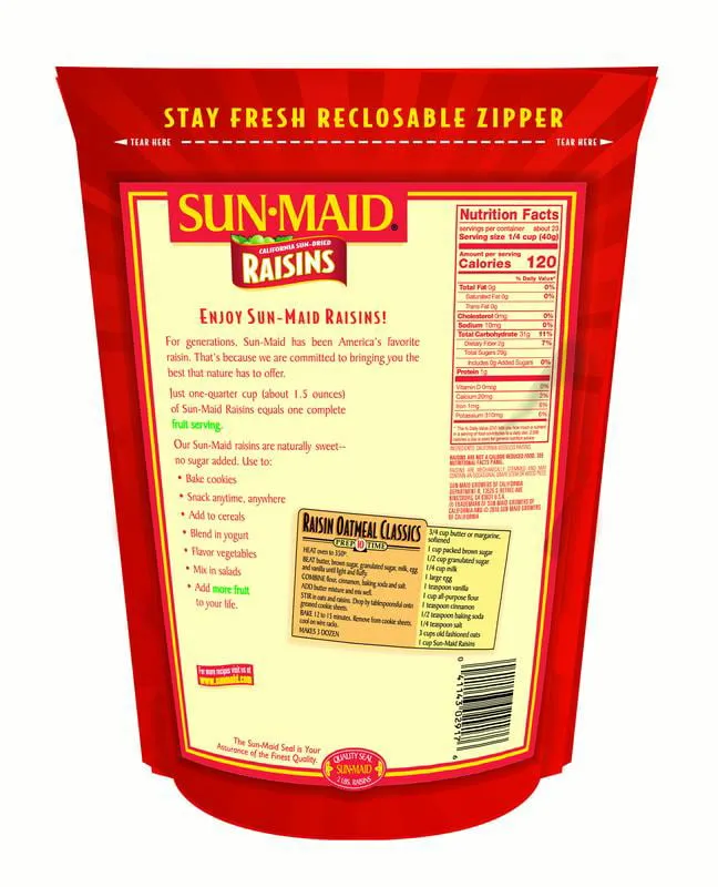 Sun-Maid Natural California Raisins, Dried Fruit Healthy Snack, 32 oz Bag