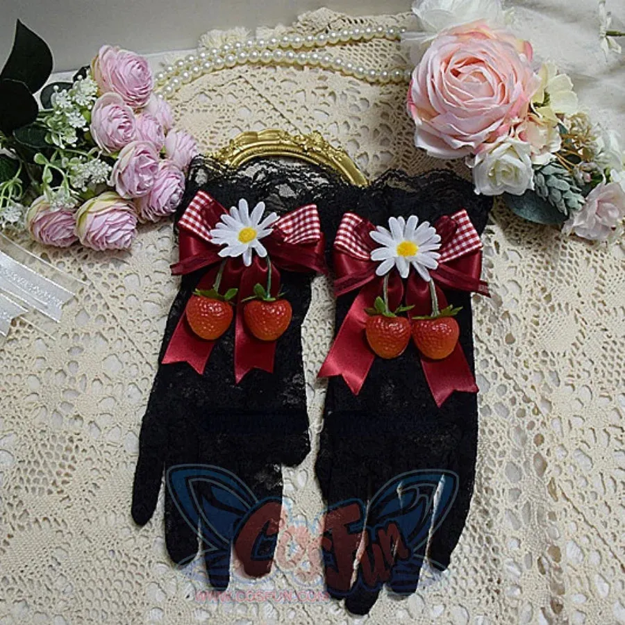 Sweet and Lovely Lolita Strawberry Straw Hat Sets S22667