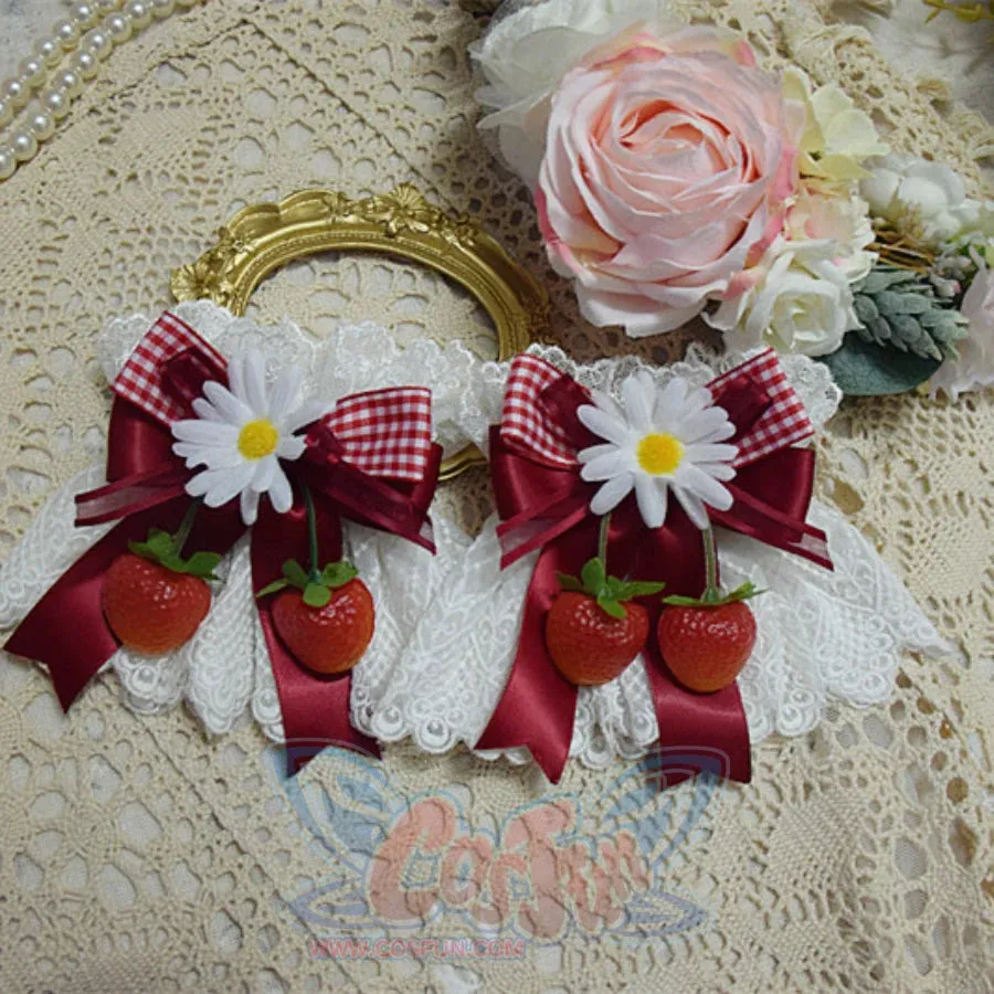 Sweet and Lovely Lolita Strawberry Straw Hat Sets S22667
