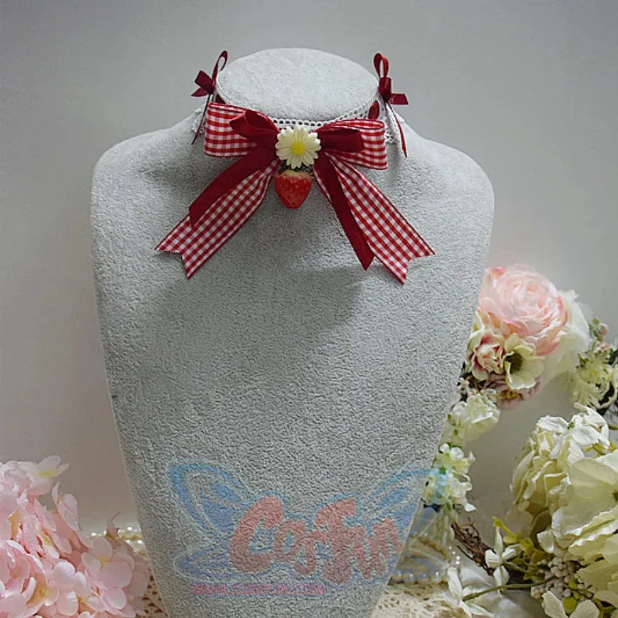 Sweet and Lovely Lolita Strawberry Straw Hat Sets S22667