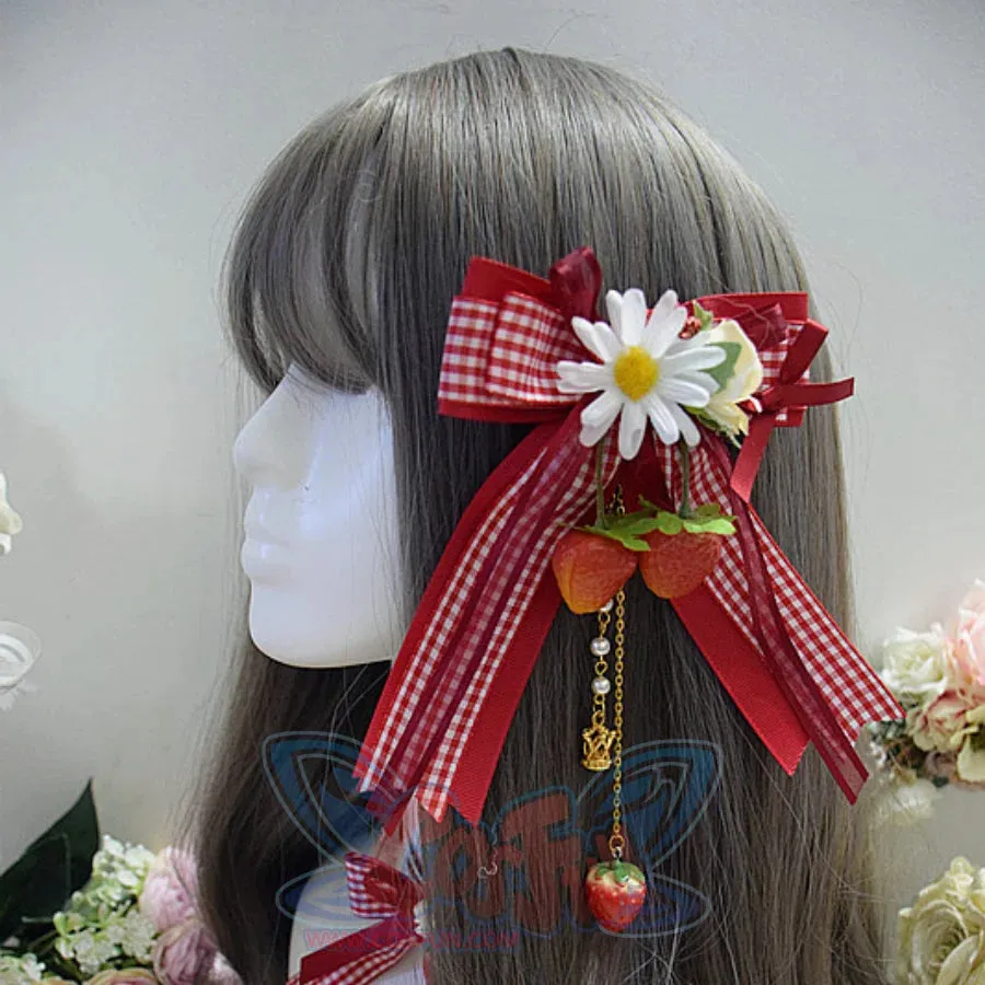 Sweet and Lovely Lolita Strawberry Straw Hat Sets S22667