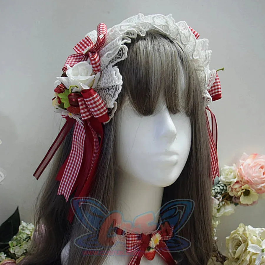 Sweet and Lovely Lolita Strawberry Straw Hat Sets S22667