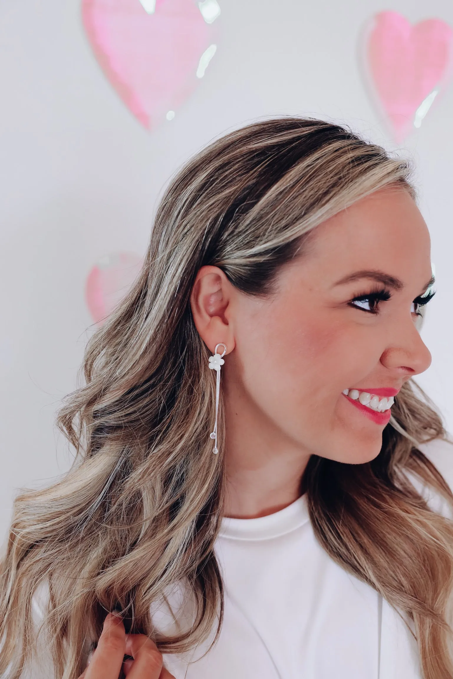 Sweet Beginnings Floral Ribbon Earrings - Silver