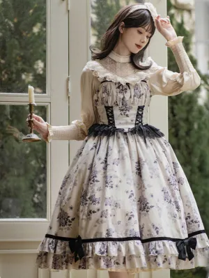 Sweet Lolita Cottagecore Dress Polyester Sleeveless Jumper Lolita Dress