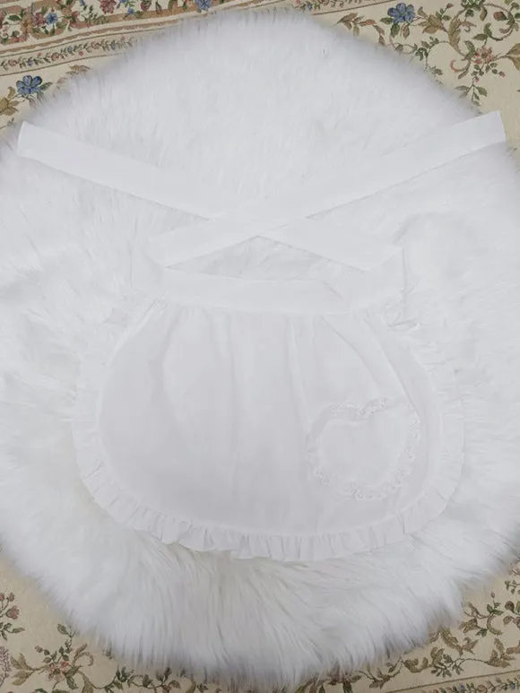 Sweet Lolita Dress Blue White Alice-Inspired Ribbon Lace Apron Detail Maid Lolita Dress