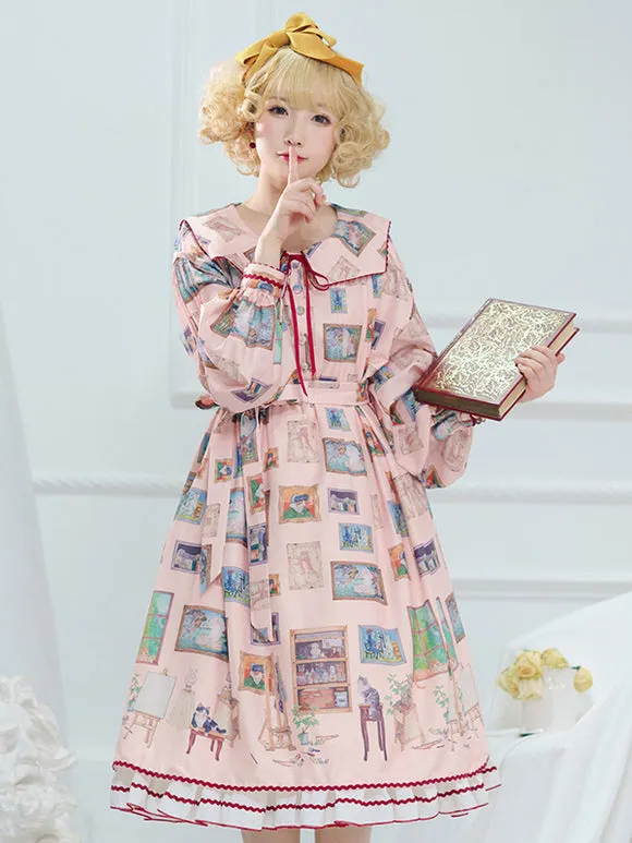 Sweet Lolita Dress Chiffon Long Sleeves Sweet Dress Lolita Dress