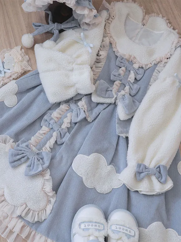 Sweet Lolita Dress Corduroy Long Sleeves Dress Sweet Lolita Dress