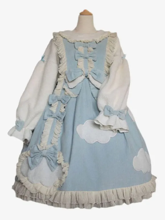 Sweet Lolita Dress Corduroy Long Sleeves Dress Sweet Lolita Dress