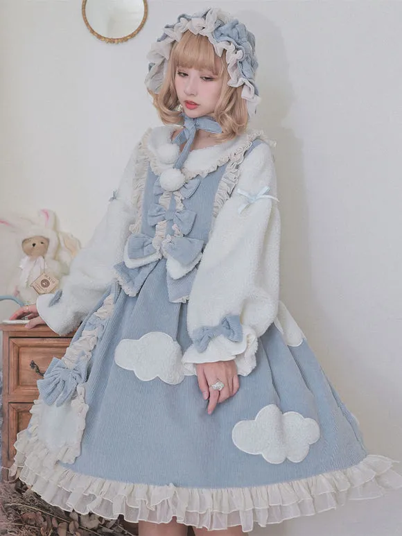 Sweet Lolita Dress Corduroy Long Sleeves Dress Sweet Lolita Dress