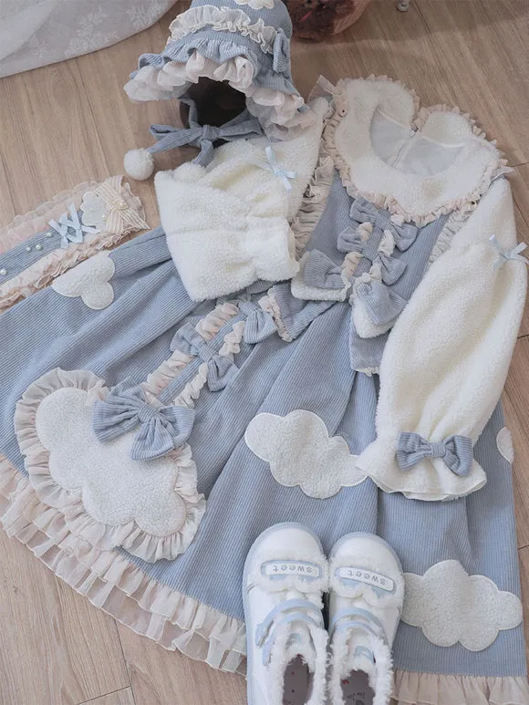 Sweet Lolita Dress Corduroy Long Sleeves Dress Sweet Lolita Dress