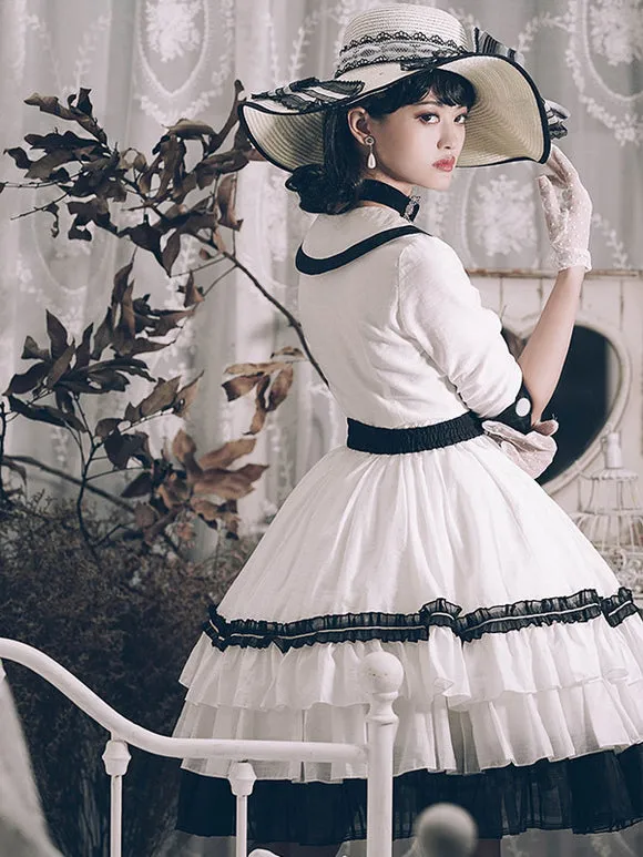 Sweet Lolita Dress Polyester 3/4 Length Sleeves Ruffles Sweet Dress Lolita Dress